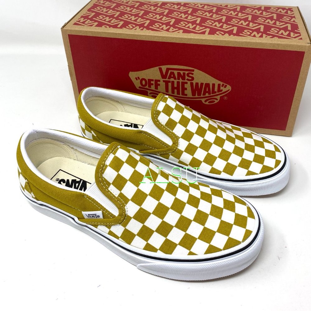 VANS Classic Slip On Checkerboard Olive Oil Sneakers Men's Size VN0A4U381GI - Picture 7 of 10